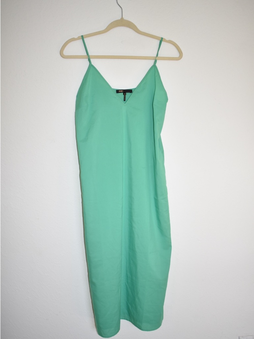Maje Kelly Green Slip Midi Dress with Spaghetti Straps